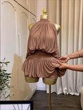 Women Dress Sleeveless Halter Ruched Ball Gown Mini Dress with Shorts 2026 Beach Party Elegant Holiday Birthday Outfits