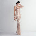 Women Strap Party Maxi Dress Sexy V Neck Evening Dress Celebrity Purple Sequin Dress Long Prom Formal Occasion  Dress
