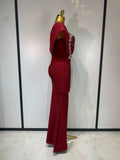 Women Sexy One Shoulder Sparkly Diamonds Long Bodycon Bandage Dresses Luxury Birthday Party Celebrity Elegant Knitted Clothing