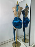 Women Sexy Top Skirt Two Pieces Sets Night Club Performance Stage Costume Sparkly Diamonds Stretch Party Celebrate Stage Outfit