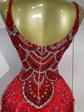 Sparkly Silver Rhinestones Pearl Tassels Bodysuit 2025 New Women Sexy Eveing Birthday Party Nightclub Stage Performance Costume