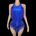 Sleeveless Diamond Tassel Sequin Dress Women Latin Dance Outfit Stage Performance Costume Birthday Party Gown Abiti Da Cerimonia