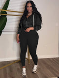 Sporty 2 Piece Set Woman Tracksuit Fall Trend Warm Hooded Zip Jacket+Leggings Matching Street Casual Stretch Outfits