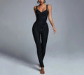High Quality Sexy Black Halter Sleeveless Bodycom Bandage Jumpsuit Fashion Woman Evening Party Nightclub Performance Costumes