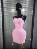 Pink Color Women Sexy Strap Bodycon Mini Bandage Dress Nightclub Party Celebrate Birthday Fashion Cocktail Outfit Clothing
