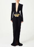 Sexy 2026 New Deep V-Neck  Long Sleeve Bodycon Long Dress Women Spring Elegant Evening Party Celebrate Cocktail Outfit Vestido