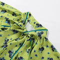Bow Tie Neck Women Floral Print Set Long Puff Sleeve Cuff Trim Loose Blouse Vibrant Ethnic Midi Skirt Straight Hem Street Daily