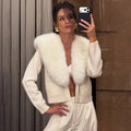 Fur collar Sweaster Cardigan Women's Buttons Long Sleeve Solid Slim Knitted Coat Female Autumn Winter Commuting Cardigan