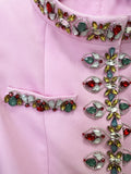New Arrivals 2026 Designer Luxury Diamond Bead Suit Set Women's Hidden Button Blazer Pink Pencil Pants Suit 2pcs Outfit