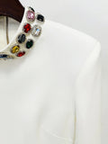 2026 New Sparkling Luxury Colored Diamonds Stand Collar Design Mini Dress Women'S Long Sleeved Fashion Elegant Vestidos