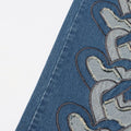 Fashion Women Jeans High Waist Heart Connectivity Contrast Color Hollow Out Straight Denim Pants 2024 New