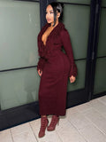Knit Furry Patchwork Dress Women Deep V-Neck Sexy Elegant Christmas Party Winter Trend Stretch Skinny Maxi Bodycon