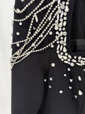 Sparkling Luxury Diamond Tassels Beads Long Sleeved Slim Maxi Dress Women'S Elegant Celebrity Evening Party Wedding Gowns