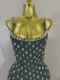 Women Luxury Diamonds Sleeveless Bodycon Bandage Mini Dress High Street Celebrate Evening Prom Club Elegant Birthday Party Dress