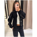 White Stripe 2 Piece Tracksuit Women Stand Collar Zip Jacket And Elastic Waist Wide Leg Pants Set Sporty Casual Matching Outfit