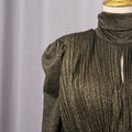 Solid Spliced Belt Slim Pleated Dresses For Women Turtleneck Long Sleeve High Waist Temperament Long Dress Female Clothes
