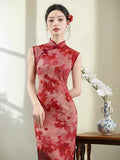 Improved Chinese Dress Sexy Sleeveless Qipao Evening Party Dress Vestidos Women Summer Jacquard Vintage Slim Cheongsam Gown