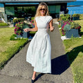 Elegant Polka Dot Long Dress Women's High Waist A-line Maxi Dresses Evening Party Summer Holiday Resort Blue Black Green White