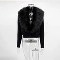 Elegant Faux Fur Coats Women's Warm Puffy Slim Long-Sleeve Collared Cardigan Winter Fashion High-Street Women Outwear