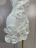 Elegant Chic 3D Beaded Flower Spaghetti Strap Short Bodycon Bandage Dress Luxury Party Prom Gown Birthday Wedding Guest Dresses