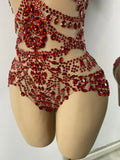 Sparkly Rhinestonnes Mesh Transparent Bodysuit Sexy Women Performance Nightclub Stage Outfit Luxury Festival Costume