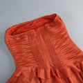 Solid Spliced Ruffles Elegant Dresses For Women Strapless High Wasit Backless Loose Dress Female Fashion