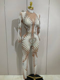 Costume Sparkly Diamond Women Sexy Mesh Jumpsuit Nightclub Bar Party Show Gogo Dancer Clothing Drag Queen Outfit