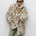 Exclusive Long Brown Leopard Fox Fur Coat Women Winter 2026 New Luxury Hot Brand Fashion Girls Faux Fur Jacket Overcoat