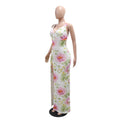Flower Print Sequin Long Dress for Women Sexy Spaghetti Strap High Slit Maxi Dress Vacation Party Birthday Prom Summer Robe