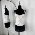 Summer Women's Camisole Fashion Print Lace Patchwork Sleeveless Lace-up Tops New Party Hot Girl Streetwear Female Tops