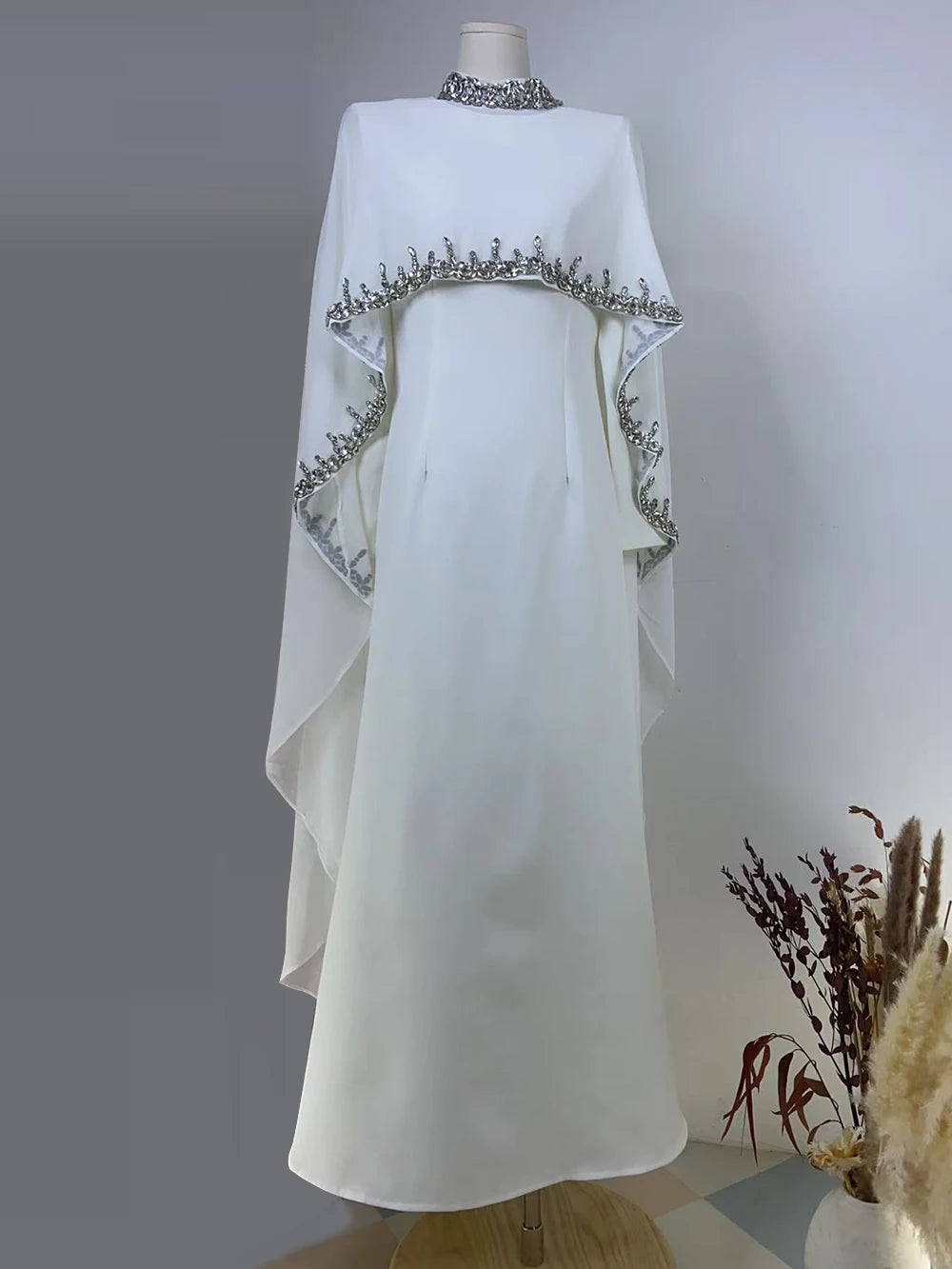 Women Diamond Shawl Design Abaya Eid Mubarek Muslim Dresses Robe Long Sleeve Vestidos Fashion Abayas For Women Isamic Clothing