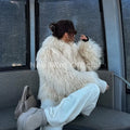 Iconic Blogger Fashion Faux Mongolia Sheep Fur Coat Women 2026 Winter Fluffy Warm Fur Jacket Chic Street Girl Outerwear