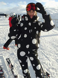 Women Leopard Print Hooded Ski Suit Set Waterproof Windproof Snow Jacket Pants Two Piece Outfit Winter Snowboard Skiing Costume
