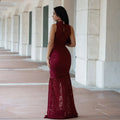 Sexy Women Lace Hollow Out Sleeveless Ruched High Split Maxi Long Dress 2026 Party Trendy Birthday Vacation Party Dresses