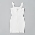 Summer Pure White Vintage Bandage Dress Mini Spaghetti Classic Slash Bustier Birthday Dress Office Lady Vestidos