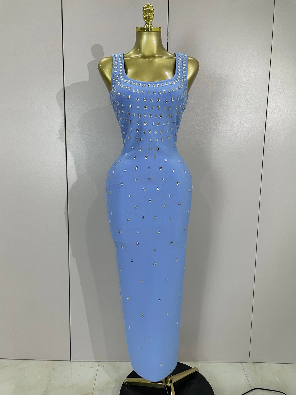 Elegant Birthday Gowns Luxury Diamonds Sleeveless Bodycon Bandage Long Dress High Street Celebrate Evening Prom Club Party Dress