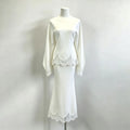 White Temperament Dress Two-Piece Set 2026 Autumn New Women'S Cape Top Long Skirt Lace Set Suit