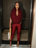 Sexy Feather Patchwork Jumpsuit Women Deep V-Neck Halter Backless Stretch Skinny Street Midnight Activity Clubwear