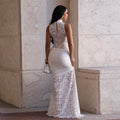 Sexy Women Lace Hollow Out Sleeveless Ruched High Split Maxi Long Dress 2026 Party Trendy Birthday Vacation Party Dresses