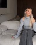 Knitted Top Two Piece Set For Women Turtleneck Sleeveless Pullover Vest Long Sleeve Texture Patchwor Set Lady Sexy Set