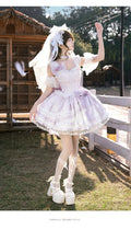 Olivegirl Lolita Style Sweet Ballet Cute Girl Lady Dress Fairy Heavy Industry Lace Birthday Party Princess Dress Jsk for Women
