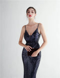 Women Strap Party Maxi Dress Sexy V Neck Evening Dress Celebrity Purple Sequin Dress Long Prom Formal Occasion  Dress