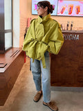 Women Short Trench Coat Lapel Collar Belt Waist Cinched Oversized Long Sleeve Windbreaker Jacket Shoulder Epaulets Spring Autumn