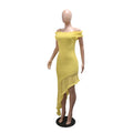 Sexy Irregular Mushroom Edge Off Shoulder Ruffle Midi Dress Women Asymmetrical Bodycon Summer Party Cocktail Maxi Dress