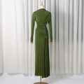 Elegant Slim Fit Folds Irregular Long Dress Fashion Women Long Sleeve Diagonal Collar Robes 2025 Chic Party Banquet Wear