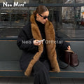 Cozy Girls Oversized Shaggy Fur Trim Puffer Jacket Women Faux Fox Fur Shawl Collar Quilted Coat Winter Warm Outerwears