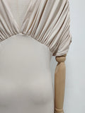 Apricot Elegant Draped Bodycon Maxi Dress for Women Off The Shoulder Ruched Accent Evening Skirt for Wedding Guest Occasions