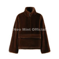 Iconic Chic Street Fashion Girls Faux Mink Fur Hoodies Sweatshirts Women Retro Luxury Front Zipper Eco Fur Jacket Coats
