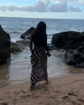 Women Zebra Stripe Long Dress Fashion Elegant Lace Up Full Sleeve Slim-fit Robes 2025 New Evening Party Fashion Lady Vestidos