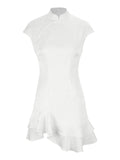 Luxury Ruffled Dress Women's Elegant Pleated Patchwork Slim Vintage Dress Summer New Chic Women's Party Evening Dress